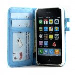 Wholesale iPhone 4S 4 Diamond Flip Leather Wallet Case (Blue)